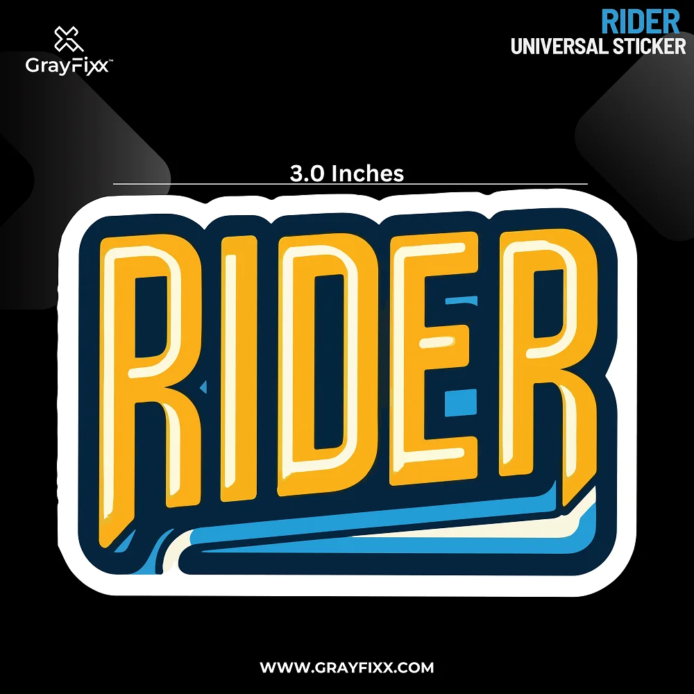 Rider Universal Sticker | Made In Premium Gloss Vinyl With FPF(Fade Protection Film), Water Proof, Precut Sticker, Pack Of 1